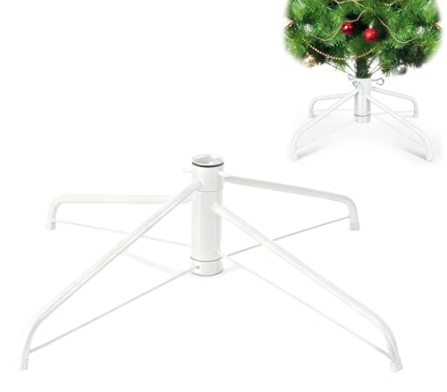 JUXINE 40cm Weihnachtsbaumständer Weiß Metall Weihnachtsbaum Ständer mit 2,2cm Bohrung Gross Stabiler Outdoor Indoor Christbaumständer Weihnachten Dekoration für Weihnachtsschmuck