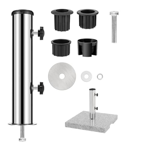 Sonnenschirmständer, Garten Sonnenschirm Standrohre Universal SonnenschirmStandrohr mit 3 TLG Reduzierring (50/40/32 mm) Sonnenschirm Hülse Stände Schirmbaser Standrohr für Granit, Zementplatte