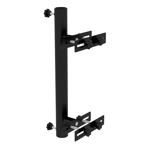 Outsunny Sonnenschirmständer Sonnenschirmbefestigung für Balkon mit verstellbaren Klemmen Geländer Sonnenschirmständer für Balustrade für 48mm und 38mm Mast, schwarzes Metall Abm. 21L x 14L x 58Hcm