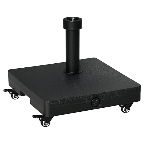 Outsunny Sonnenschirmständer befüllbar bis 20 kg Sonnenschirm mit Roller Schirmständer für Schirmstangen 22-38 mm Sonnenschirmfuß für Garten Terrasse Balkon Schwarz