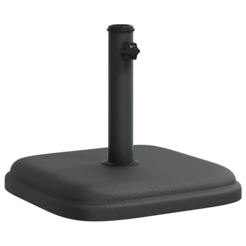 vidaXL Schirmständer – schwarzer quadratischer Schirmständer 36,1 x 36,1 x 31 cm – passend für Ø 3,6 cm/3,8 cm Stangen – Kunststoff und Beton – starke und stabile Konstruktion mit Anziehknopf für