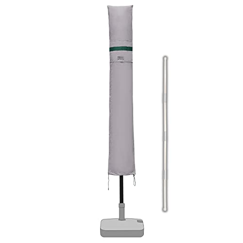 Sekey Sonnenschirm Schutzhülle mit Stab, Abdeckhauben für Ø 300 cm Gartenschirm mit Belüftungsöffnungen, Abdeckung für Marktschirm / Balkonschirm, 100% Polyester, wasserdicht, Hellgrau