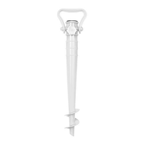 Sekey Sonnenschirmhalter Strand oder Erde weiß mit Bodendübel für Sonnenschirm (Weiß)