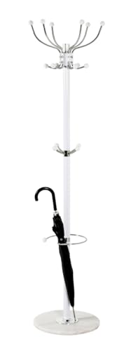 HAKU Möbel Garderobenständer, chrom, weiß, Marmor, Metall Mantelständer - Maße: H 176 x Ø 38 cm, Style: Modern