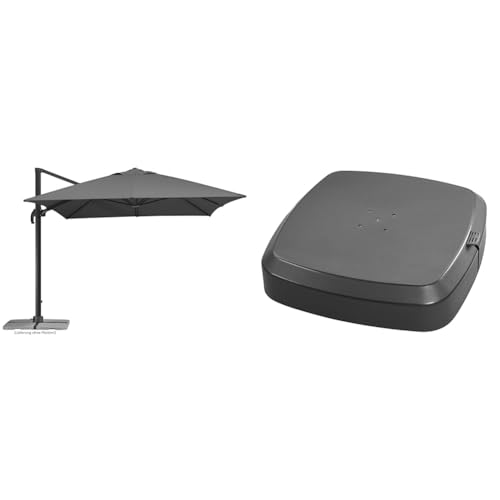 Schneider Sonnenschirm Rhodos Grande, anthrazit, 400 x 300 cm rechteckig & Schirmständer für Ampelschirme (fahrbar), 319-15, anthrazit, 30.9 kg Schneider Sonnenschirm Rhodos Grande, anthrazit, 400 x 300 cm rechteckig & Schirmständer für Ampelschirme (fahrbar), 319-15, anthrazit, 30.9 kg