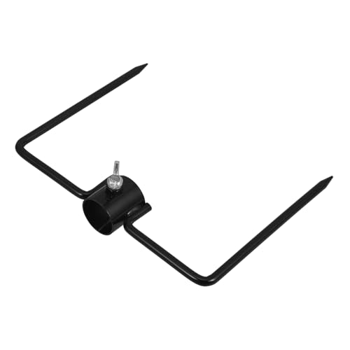 ibasenice Gartenboden im Freien fahnenstange Gartenstecker Sonnenschirmständer für den Garten Bodenspieß Garten zubehör Stangenfuß im Bodenfahnenmast Metallpast Gartenstange Eisen Black