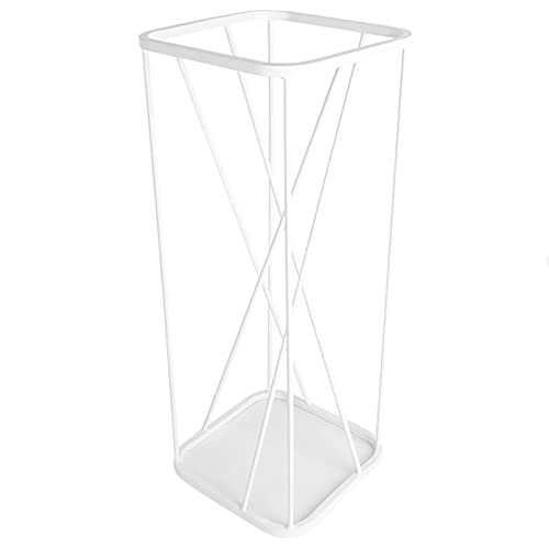 DONGGANSHI Schirmständer, quadratischer Schirmhalter Organizer Edelstahl, hohe Schirmständer Abtropfschale, Schirmständer für Eingangsbereich/Eingang/F lur/Diele/Weiß
