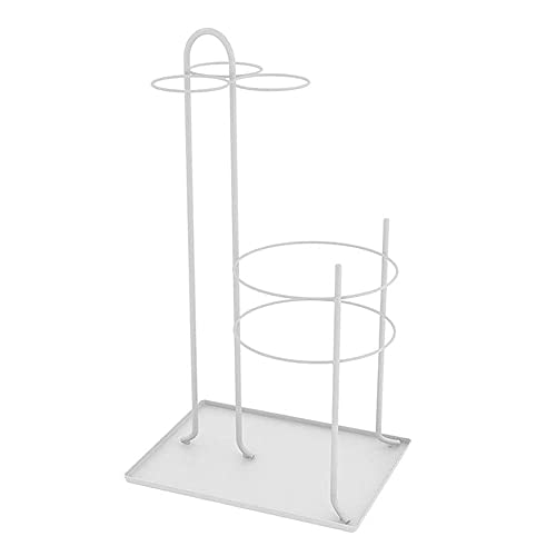 Moderner runder Schirmständer aus Metall mit Abtropfschale – freistehender Schirmhalter für Zuhause, Büro und Flur, stilvolle Gehstock-Nizer, Weiß