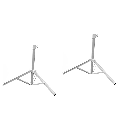 2 S Strandschirm Sandanker Ständer Outdoor Offset Schirmständer mit weißer Metallhalterung Tragbare Unterstützung für Terrasse, Garten und Küste