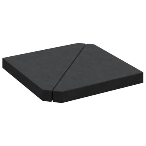 vidaXL Schirm-Gewichtsplatten 2 STK. Schwarz Granit Dreieckig 14 kg, Schirmgewicht, Schirmständer, Schirmhalter, Sonnenschirmständer