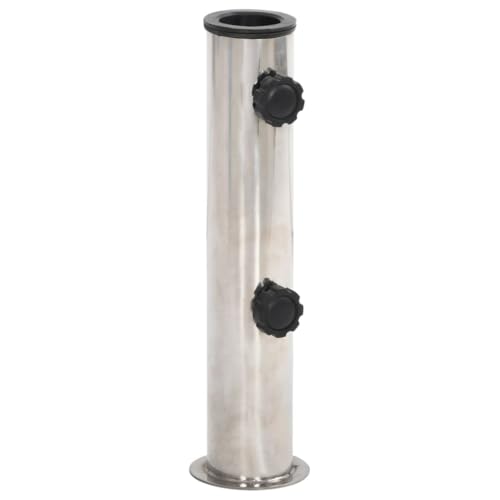 Sufrk Schirmständer für Schirmstangen Ø38/48 mm Silber Edelstahl Sonnenschirmständer aus robustem Zementguss für Garten, Veranda, Pavillon