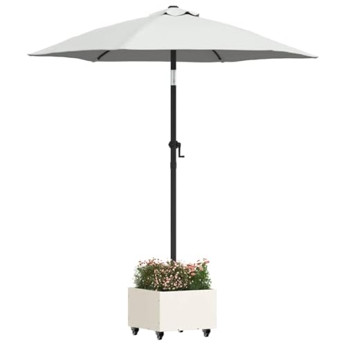 vidaXL Sonnenschirmständer Weiß 45 x 45 x 45 cm Stahl, Verstellbarer Sonnenschirmhalter, robuster Stahlständer, moderner Schattenspender, rollbarer Fuß, kompakte Form für den Sommer