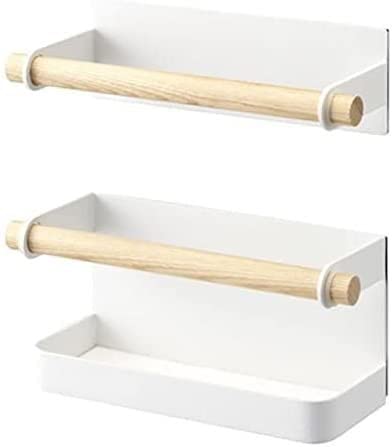 HDICUHNANU Platzsparend 2 Teile/Satz Regenschirmständer Nordischen Stil Eisen Holz Magnet Lagerregal Wand Regenschirmhalter Regenschirm Rack Langlebig SchirmstäNder