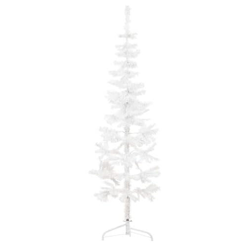 Schmaler künstlicher halber Weihnachtsbaum mit Ständer weiß 180 cm