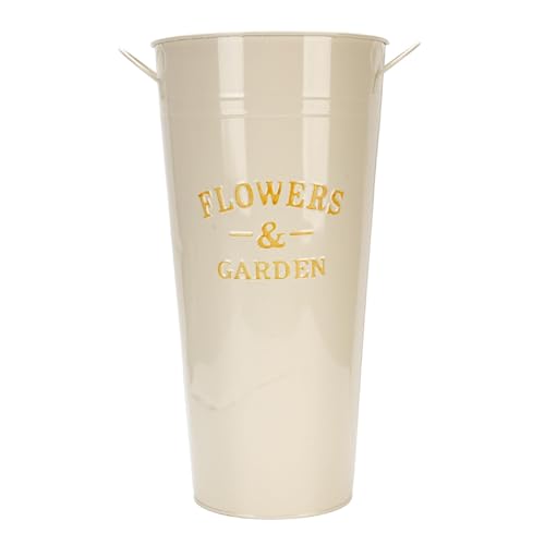 MESCXTY Vintage-Schirmständer aus Metall mit Griff, kreativer Blumeneimer aus Eisen, Schirmhalter Aufbewahrungs-Organizer für Innen Außenbereich,Home-Office und Eingangsbereich(30cm, Offwhite)