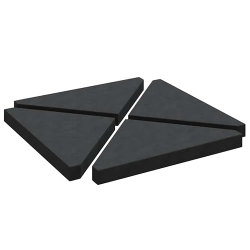 vidaXL Schirm-Gewichtsplatten 4 STK. Schwarz Granit Dreieckig 14 kg, Schirmgewicht, Schirmständer, Schirmhalter, Sonnenschirmständer