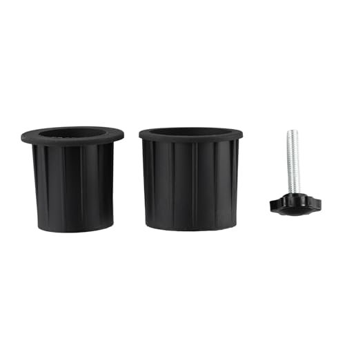 Gettimore Schirmständer Ersatzteile – Abdeckkappe für Lochring, 38 mm & 48 mm Stecker mit Schraubknauf, schwarzer Kunststoff und Edelstahl für Terrassenschirm