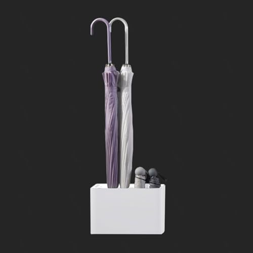 Kompakter Regenschirmständer für den Außenbereich mit Abtropfschale, weiß, tragbarer Schirmhalter für Terrasse, Garten und Strand, stilvolle und funktionale Regenschirm-Aufbewahrungs lösung