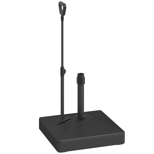 Outsunny Sonnenschirmständer bis 55 kg befüllbar Schirmständer mit Rollen, Griff Quadratisch Schirmhalter, Schirmgewicht, Ständer für Sonnenschirm Ø35/38/48 mm, für Balkon, Terasse, Garten, Schwarz