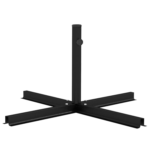 Outsunny Sonnenschirmständer 4 kg Schirmständer Kreuzständer für Mastdurchmesser Ø38 bis 48mm Ampelschirm, für Garten, Balkon, Schwarz