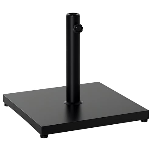 Outsunny Sonnenschirmständer, Schirmhalter, Regenschirm Base, für Ø35 mm, Ø38 mm, Ø48 mm, Metall, Schwarz, 45 x 45 x 39 cm