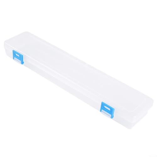 Aufbewahrungsbox aus Kunststoff für Pinsel, Buntstifte, Wasserfarben und Zeichenwerkzeuge, 33x7x3,5 cm Weiß, Künstlerbedarf Organizer mit Klappdeckel für Malutensilien und Bastelzubehör