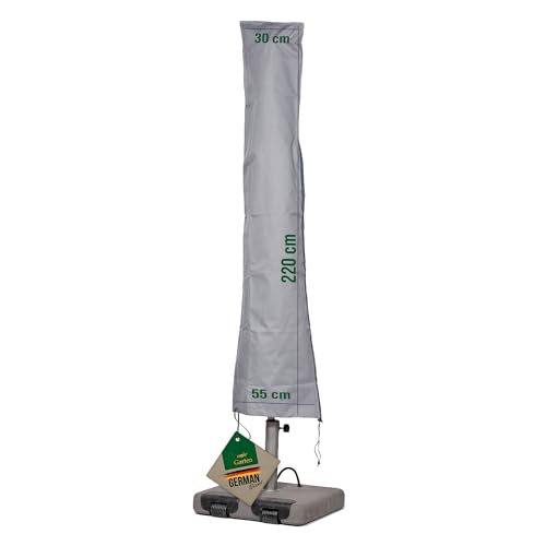 Mehr Garten Sonnenschirm Schutzhülle für runde Schirme bis Ø400cm, eckige bis 300x300cm, grau, Oxford 600D Gewebe, Sonnenschirm Abdeckung wasserdicht, UV-beständig und wetterfest