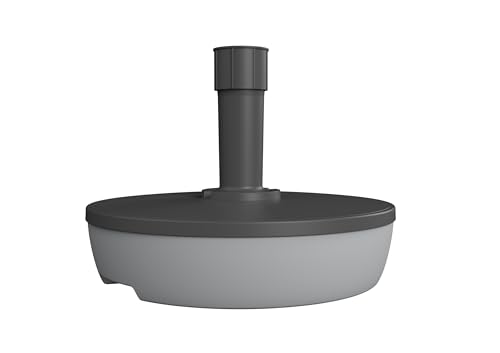 EDA - Sonnenschirmständer, 20 l, rund – zum Befüllen mit Sand (32 kg) oder Wasser (20 kg) – Ø 49,5 x 14,5 cm – Dunkelgrau und Hellgrau