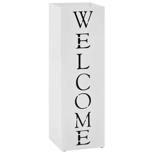 Gecheer Schirmständer Welcome Design Stahl weiß