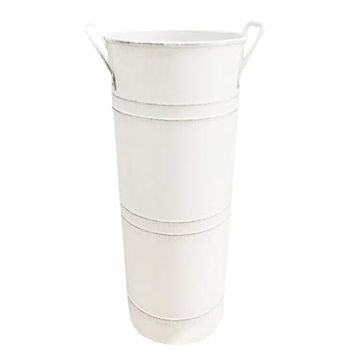 Runder Regenschirm-Eimer im Vintage-Stil, Metall-Schirmhalter mit Griffen für Regenschirme, Stöcke und Gehstöcke, stilvoller Schirmständer für Heimdekoration