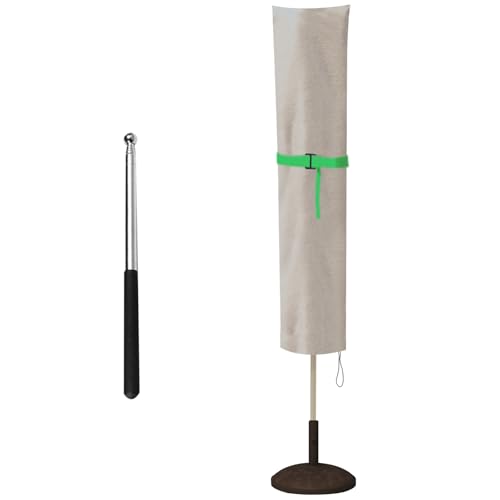 Timisea Sonnenschirm Schutzhülle, 420D Sonnenschirm Abdeckung Wasserdicht&Anti-UV Abdeckhauben für Sonnenschirme Wetterfest, Aonnenschirm Hülle mit Retraktionsstange und Retraktionsschnur 240*57*57cm