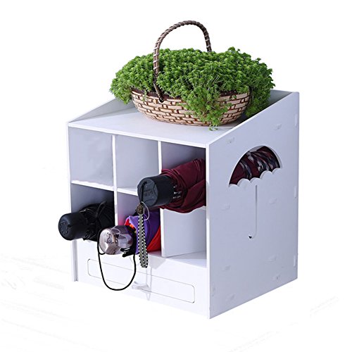Qivor Schirmständer mit Tropfschale, Holz, Weiß, Platz für Stock- / Spazierstockständer (Size : #1)