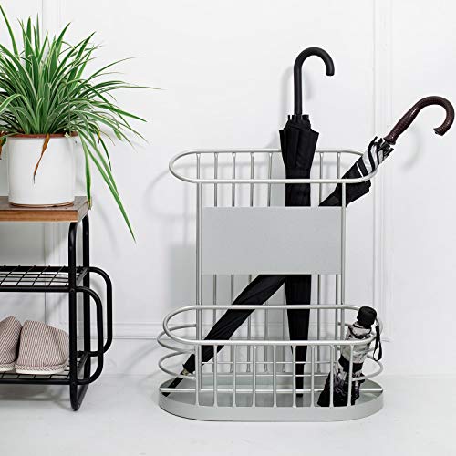 Eleganter, Grauer, ovaler Schirmständer – Perfekter Organizer für den Eingangsbereich für Vintage-Metallschirme, Spazierstöcke und platzsparende Aufbewahrung