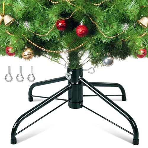 Weihnachtsbaumständer, Weihnachtsbaumsockel Ersa tz (Länge 41, Durchmesser 3,2) für künstliche Bäume bis zu 2,1 m, robuste, faltbare Weihnachtsbaumständer, dunkelgrün