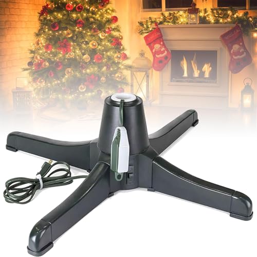 HmLotd Elektrischer Weihnachtsbaumständer, Verstellbarer künstlicher Weihnachtsbaumhalter, aus ABS-Material, um 360 Grad drehbare Basis, passend für Stangengrößen von 0,9 Zoll bis 1,25 Zoll