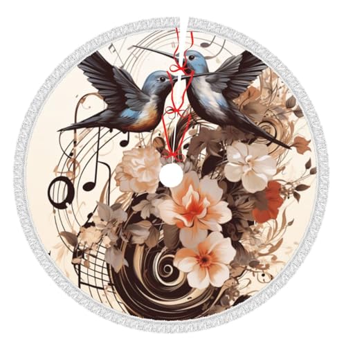 Weihnachtsbaumrock mit Quaste, Musik-Symbol, Weihnachtsbaumrock, wasserdicht, doppellagig, Baummatten, Weihnachtsdekorationen für Weihnachten, festliche Feiertage, Ornament, Neujahrsparty, 91,4 cm