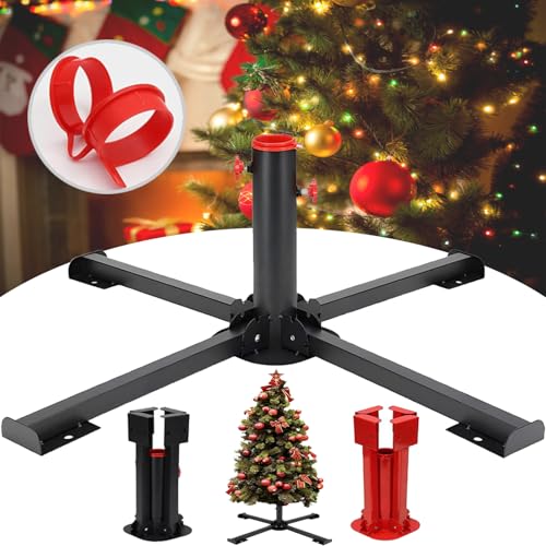 Faltbarer Weihnachtsbaumständer, 2 Durchmessergrößen, großer Weihnachtsbaumständer aus Metall für 6-10 Fuß große künstliche Bäume, Weihnachtsbaumständerbas is aus Edelstahl, Weihnachtsbaumhalter bis
