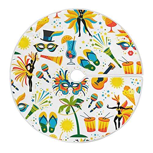 351 91cm/36Inch Weihnachtsbaumdecke Baum Rock Weihnachtsdecke Baum Für Ferienhaus Heimdekorationen Weihnachtsfeier Karneval-Karneval – Musik-Masken-Feuerwerk