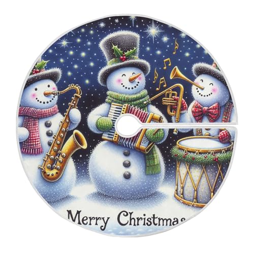 Christbaumdecke Schneemänner Musiker-Duett Weihnachtsbaumdecke Rund Decorations Weihnachtsbaum Decke Weich Christbaum Decke Für Festival Atmosphere Neujahr Weihnachtsschmuck L