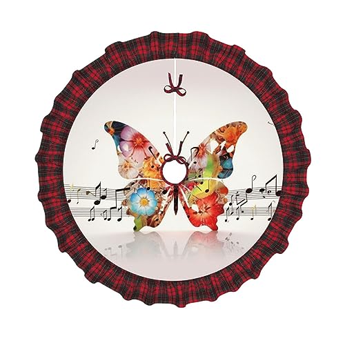 Weihnachtsbaumrock, 76,2 cm, Musik-Schmetterling, bedruckt, Weihnachtsbaumschmuck, Bauernhaus, Weihnachtsbaummatte für Weihnachten, Neujahr, Urlaub, Innen- und Außendekoration