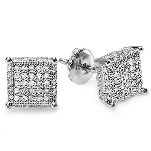 DazzlingRock Collection Herren 0,50 Karat (Ctw) Sterling Silber Weiß Echter Diamant Eis Würfel Form Hip Hop Gefror Ohrringe Bolzen