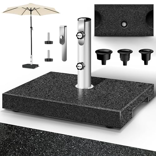 tillvex® Sonnenschirmständer Transportgriff 27 kg Rechteckig | Schirmständer Sonnenschirm Edelstahlrohr | Balkonschirmständer für Schirmstöcke 16 48 mm & 300 cm Schirmdurchmesser