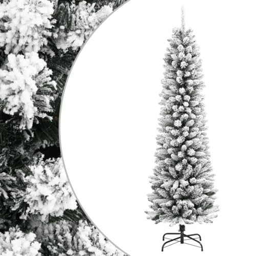 SKM Künstlicher Weihnachtsbaum Schlank mit Schnee 180 cm PVC & PE,Heim & Garten,Dekoration,Festtag s-Dekoartikel,Weihnachtsb äume,Weiß,4KG,4019687