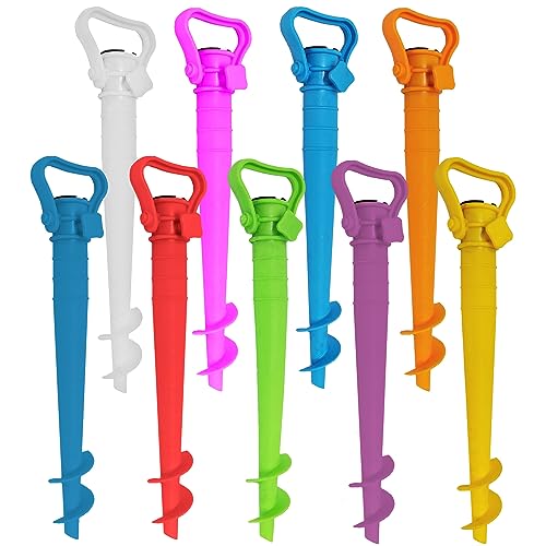 Land-Haus-Shop® Garten Strand Rasen Erde Sonnenschirm Halter Anker Sonnenschirmhalter Bodenhülse Erdspieß Bodendübel Kunststoff bunt (Pink)