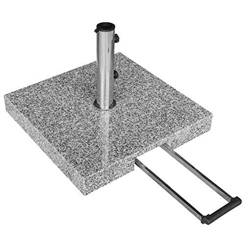 anndora Komfort Sonnenschirmständer aus Granit - 55kg rollbar Teleskopgriff hellgrau