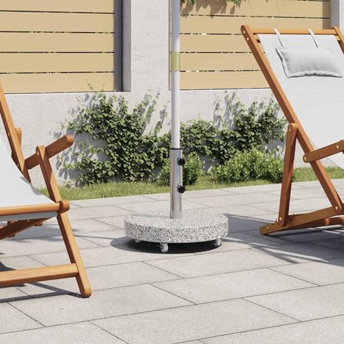 Gecheer Sonnenschirmständer Granit 30 kg Rund Grau stabil mit 4 Rollen und 2 Verriegelungsbolzen für Terrassen und Gärten