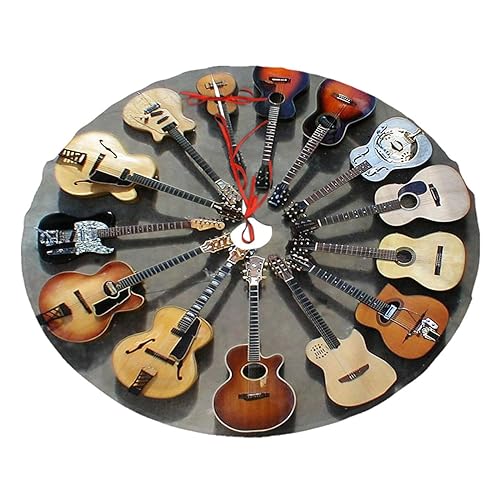 Elektrische Gitarre Musik Druck Weihnachtsbaum Rock Weihnachtsbaum Rock Weihnachtsbaum Rock Runde Wiederverwendbare Weihnachtsbaum Matte Xmas Ornamente für Neujahr Urlaub Party Weihnachtsdekoration