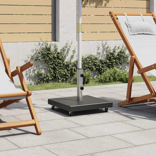 Teenpull Sonnenschirmständer Granit 30 kg Quadrat Schwarz, robuster Schirmfuß für Garten und Terrasse, mit Rollen und Adapter für 38/48 mm Mast