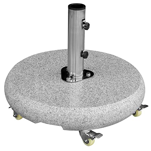 anndora Sonnenschirmständer Granit 70kg rund hellgrau mit Rollen - Schirmfuss rollbar
