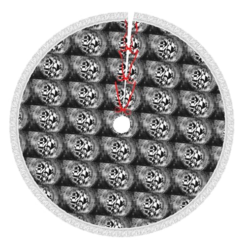 Weihnachtsbaumdecke mit Musik-Notenschlüssel-Dru ck, Polyester, für Zuhause, Urlaub, Partys, Weihnachtsbaumschmuck